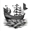 A Fusion Of Egyptian And Inka Symbolism, Featuring Osiris And A Viking Ship Sailing On The Nile tattoo design idea