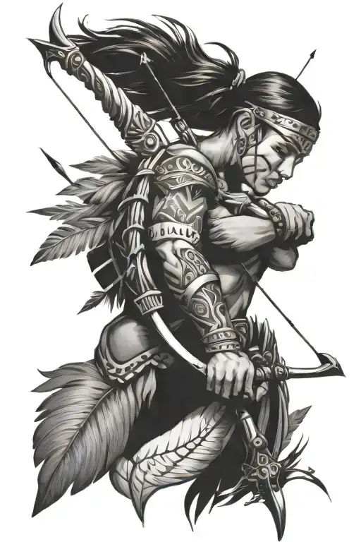 bow and arrow native tattoo design idea