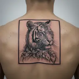 tiger with hare tattoo design idea