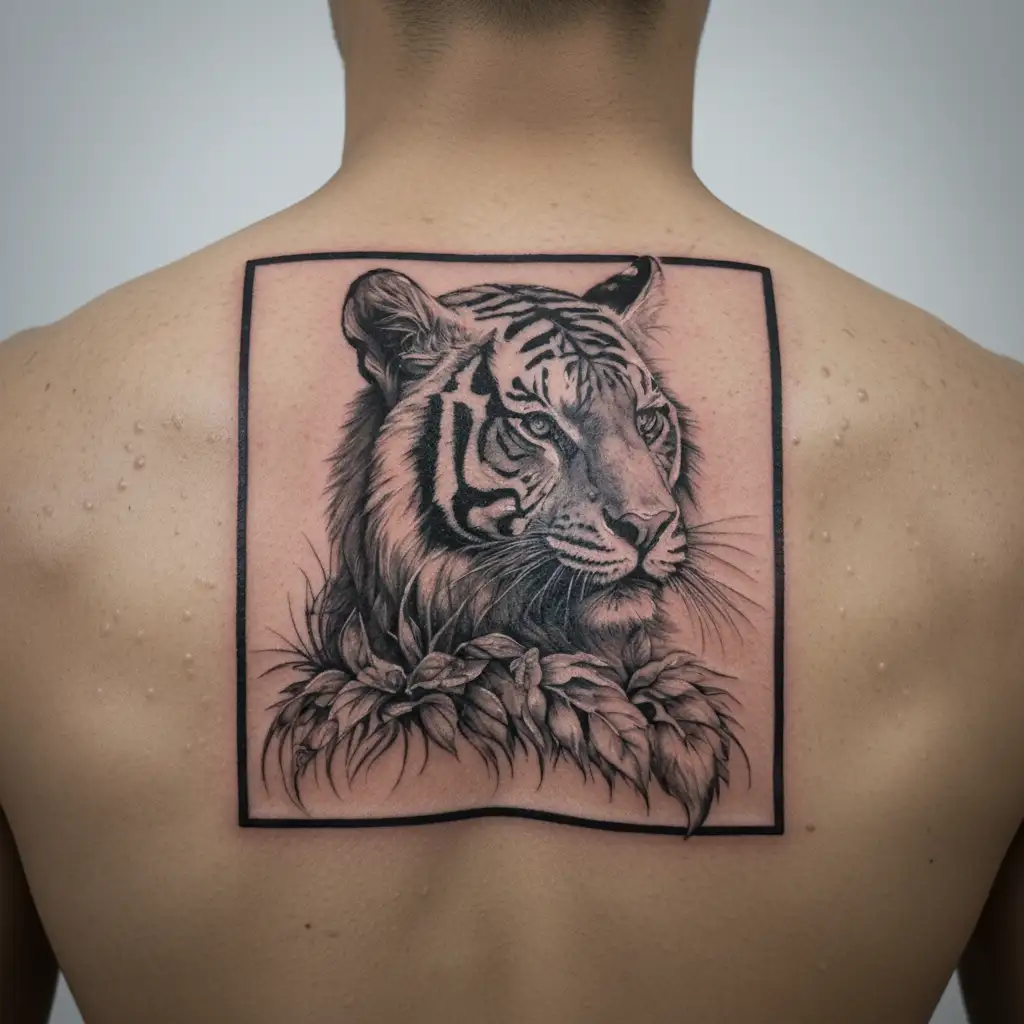 tiger with hare tattoo design idea