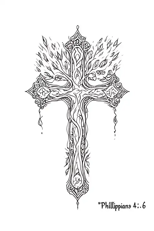 "Philippians 4:6" cross tattoo design idea