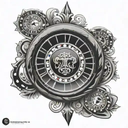 blackjack roulette table tattoo design idea