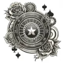 blackjack roulette table tattoo design idea