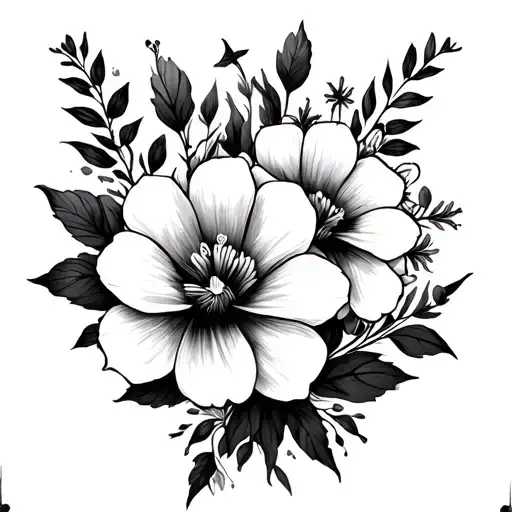 "Milan & Kilian, July 16, 2024" flowers in the background tattoo design idea