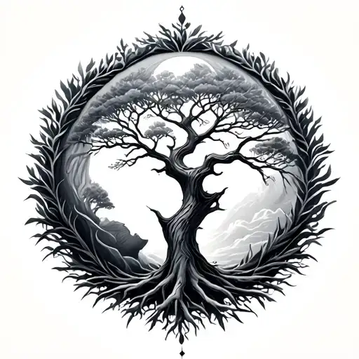 the world tree tattoo design idea