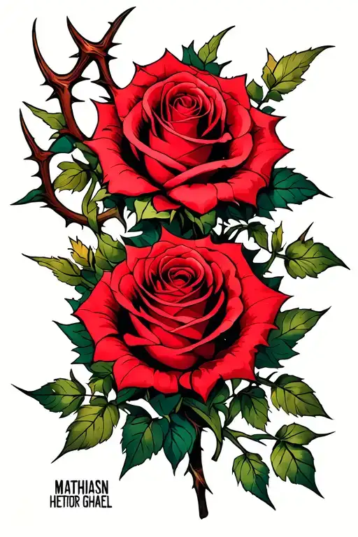roses with thorns and petals "Mathiasn Hector Ghael Lucas tattoo design idea