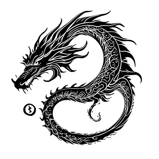 Aquarius dragon water vase air element swirling tattoo design idea