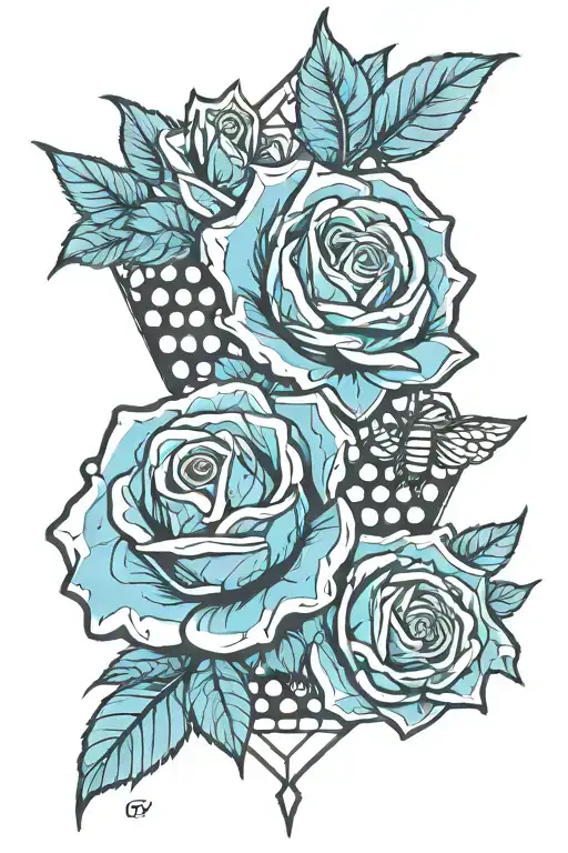 honeycomb and roses tattoo design idea