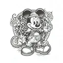 mickey mouse, grumpy the dwarf, "very nice"  tattoo design idea