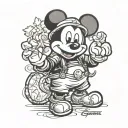 mickey mouse, grumpy the dwarf, "very nice"  tattoo design idea