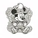 mickey mouse, grumpy the dwarf, "very nice"  tattoo design idea