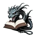 dragon reading books tattoo design idea