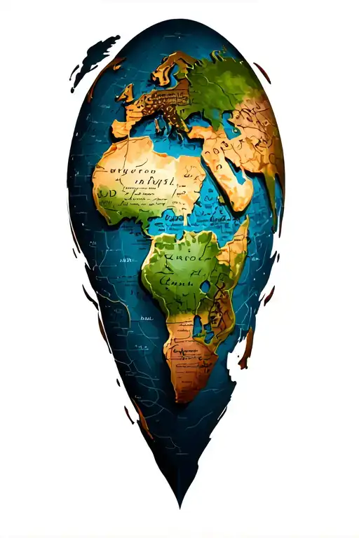 Old World Map tattoo design idea