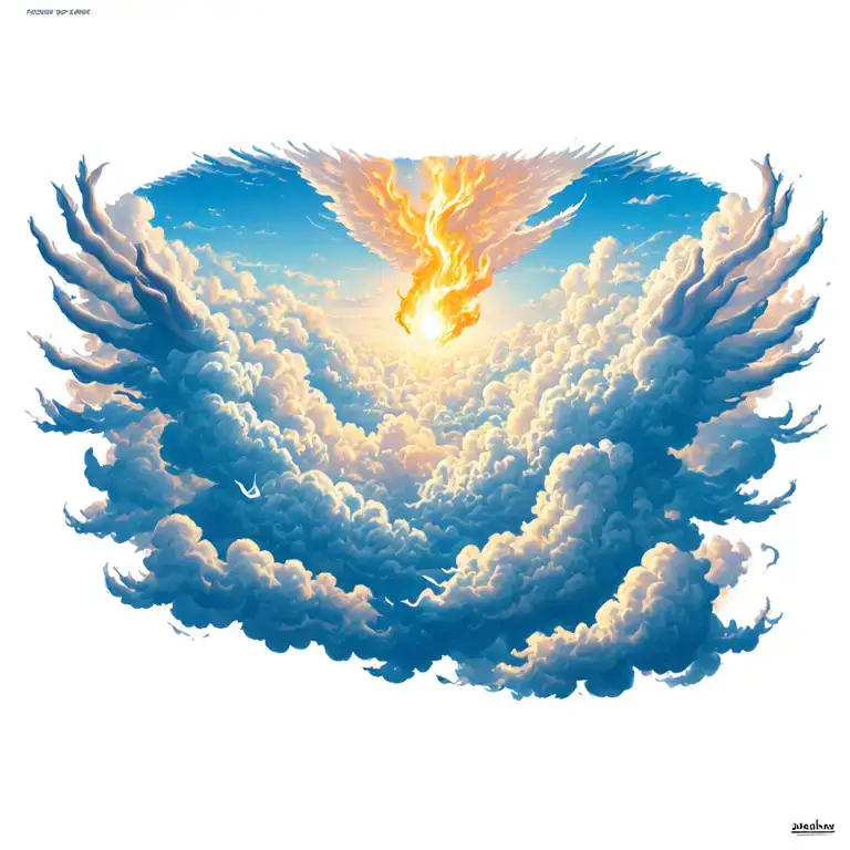 clouds of heaven defeating hell tattoo design idea