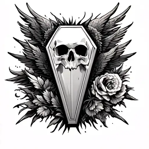 coffin, fallen soldiers tattoo design idea