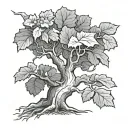 fig tree with lightning bolt striking tattoo design idea