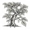 fig tree with lightning bolt striking tattoo design idea