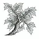 fig tree with lightning bolt striking tattoo design idea