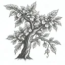 fig tree with lightning bolt striking tattoo design idea