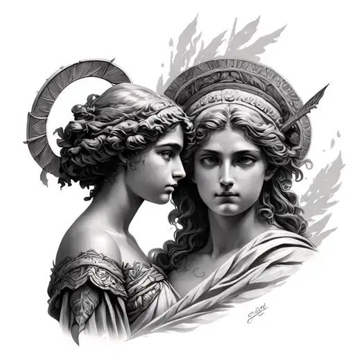 Artemis and Apollo tattoo design idea