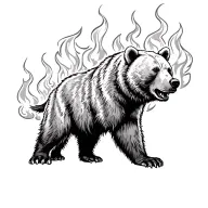 wildfire with a bear on fire  tattoo design idea