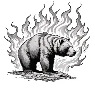 wildfire with a bear on fire  tattoo design idea