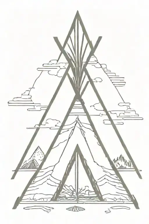 teepee, wild west, fire tattoo design idea