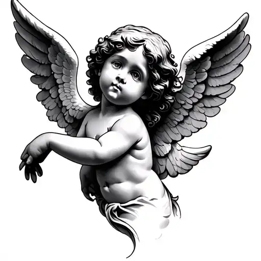 ebony cherub angel tattoo design idea