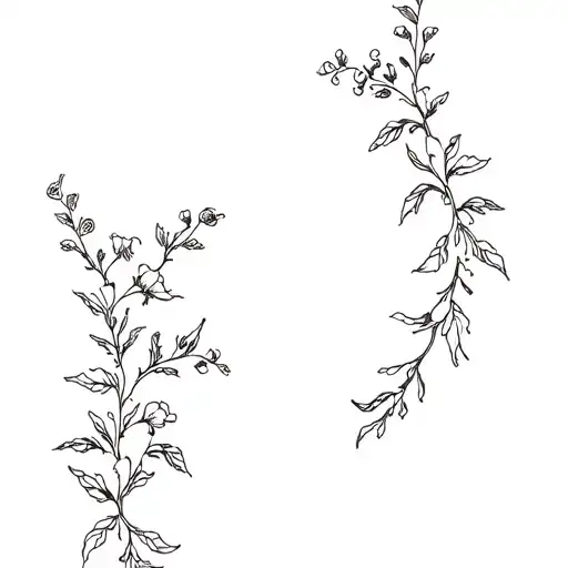 vines and wildflowers growing tattoo design idea