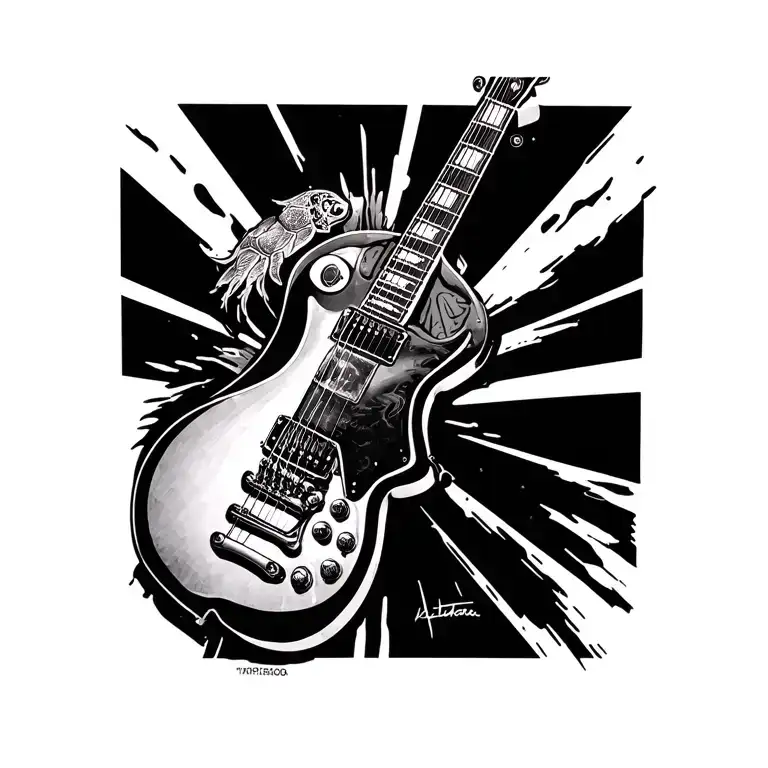 Turtle electric guitar and toyota celica tattoo design idea