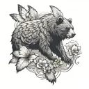bear, eagle and butterfly tattoo design idea