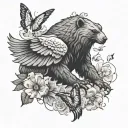 bear, eagle and butterfly tattoo design idea