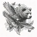 bear, eagle and butterfly tattoo design idea