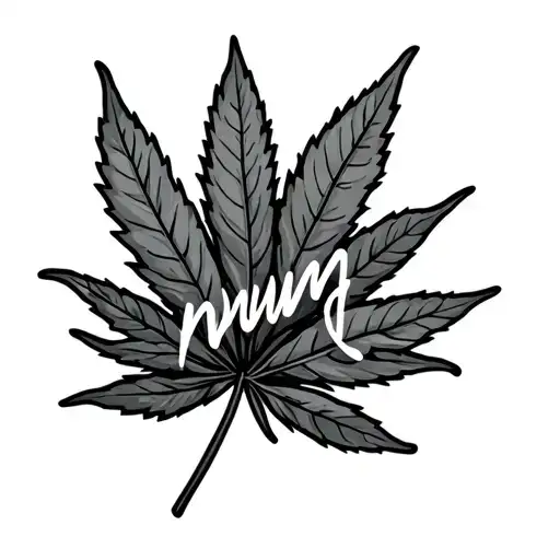 420 leaf with mum written tattoo design idea