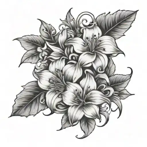 Gianna and honeysuckle flowers tattoo design idea