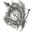 number 11 with Saggitarius bow and arrow going tattoo design idea