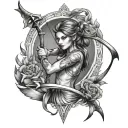 number 11 with Saggitarius bow and arrow going tattoo design idea