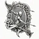 number 11 with Saggitarius bow and arrow going tattoo design idea