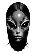 sci fi alien female face tattoo design idea