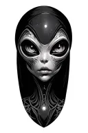 sci fi alien female face tattoo design idea