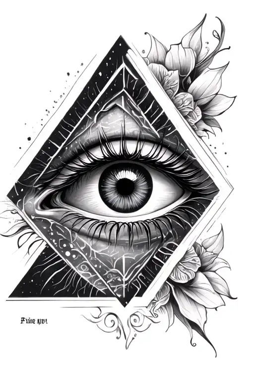 all seeing eye without lashes inside triangle tattoo design idea