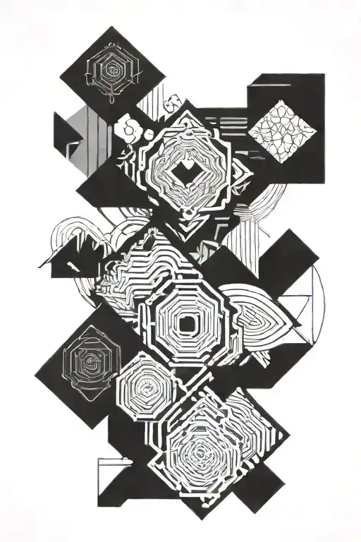 A geometric tattoo symbolizing balance between work stress and meditation tattoo design idea