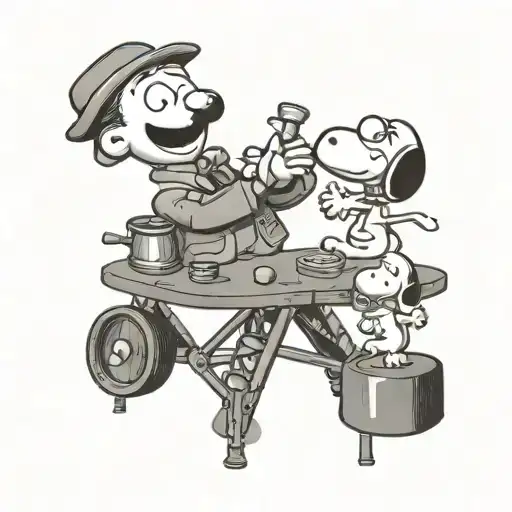 snoopy scientist conducting experiments tattoo design idea