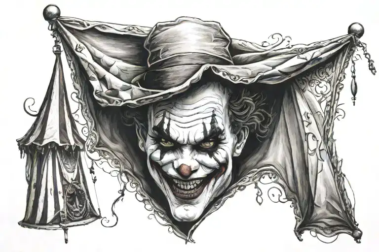 circus tent crazy joker tattoo design idea
