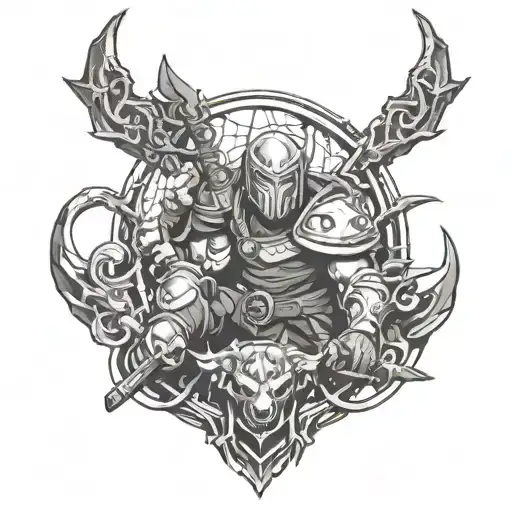 A Dota 2 inspired tattoo featuring your favorite hero in a fierce battle scene tattoo design idea