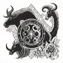 Aries Sagittarius Capricorn and Libra friendship tattoo design idea
