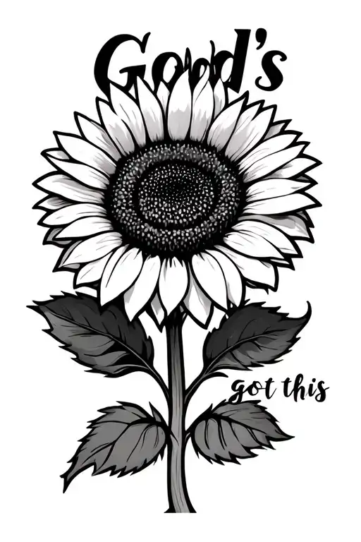 "God's Got This" sunflower with stem tattoo design idea