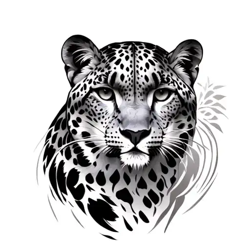 snow leopard surrounded tattoo design idea