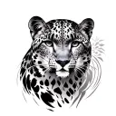 snow leopard surrounded tattoo design idea
