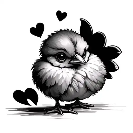 chick with 3 hearts tattoo design idea